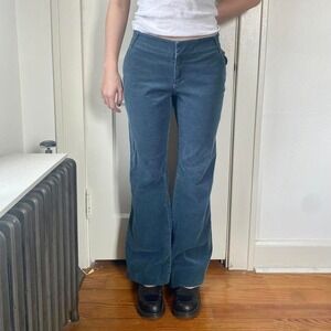 Vintage 90s y2k low rise flare boot cut wide leg blue corduroy trouser pants